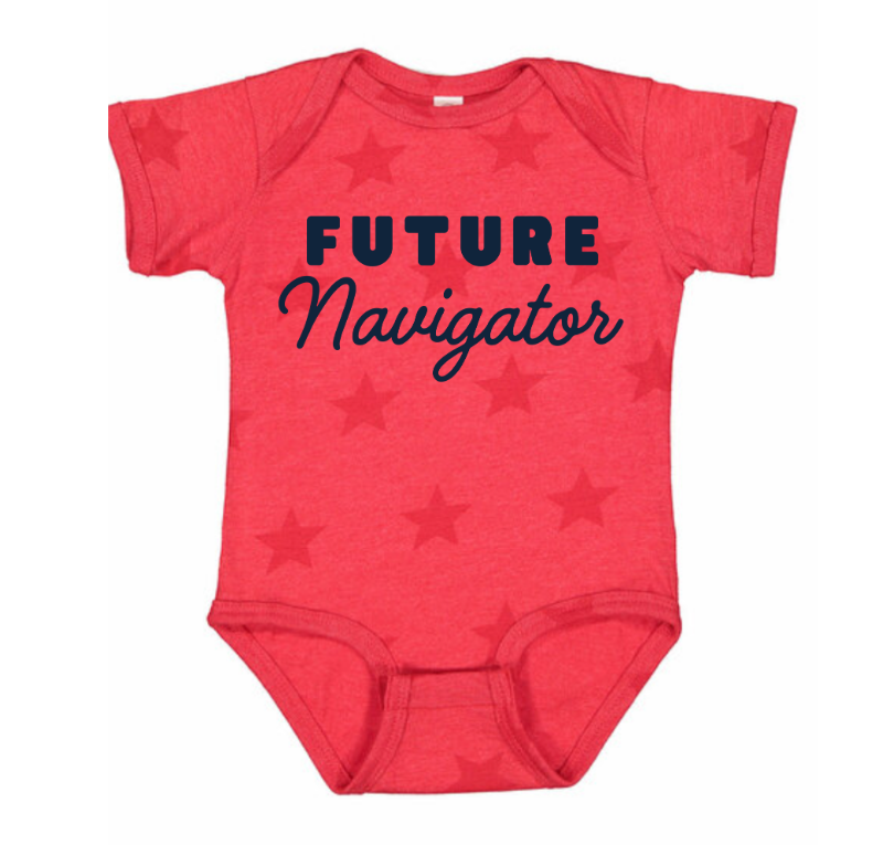 Future Navigator Star-Print Baby Onesie, Red