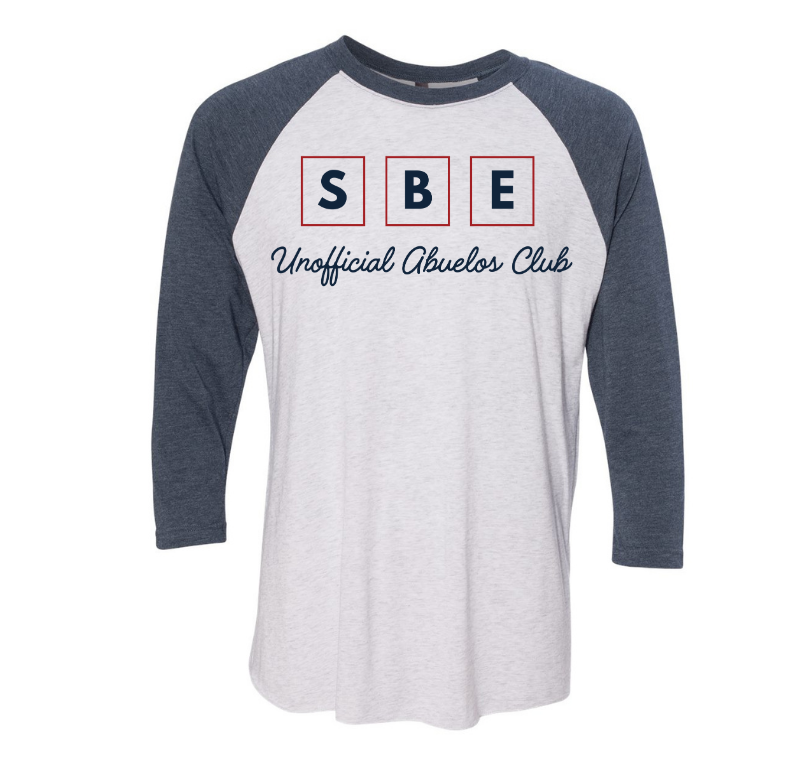 Unofficial Abuelos Club Raglan T-Shirt, White/Indigo