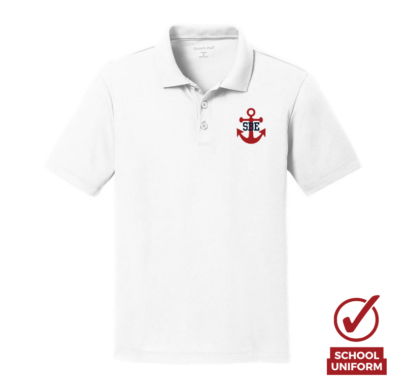 Sport-Tek Friday Uniform SBE Anchor Polo, White (Boys)
