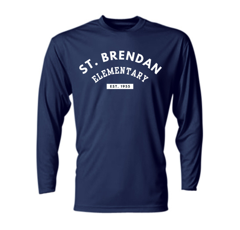 Youth Sport-Tek St. Brendan Elementary Classic Long Sleeve T-Shirt, Navy