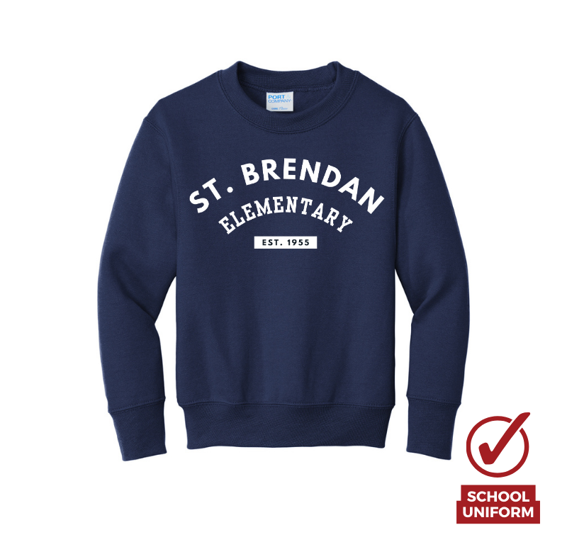 Youth St. Brendan Elementary Navy Classic Crewneck Sweatshirt