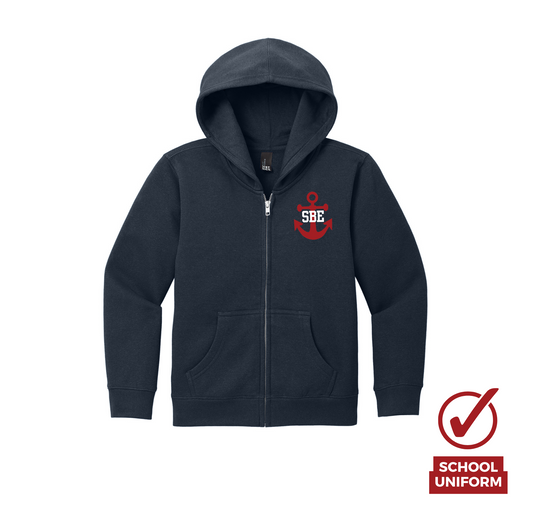 Youth Zip Up SBE Hoodie, Navy
