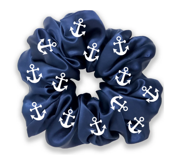 NAVY BLUE WRINKLED FABRIC SCRUNCHIE 417308